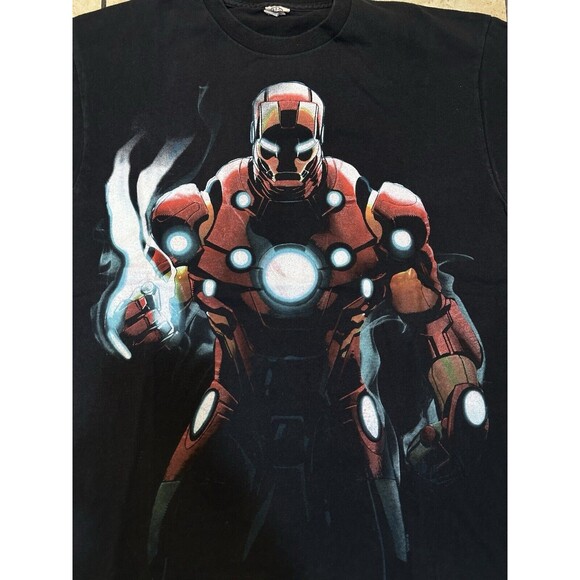 Vintage Marvel Iron Man Black Shirt Delta‎ Pro Weight Y2K Size Medium - Picture 2 of 3